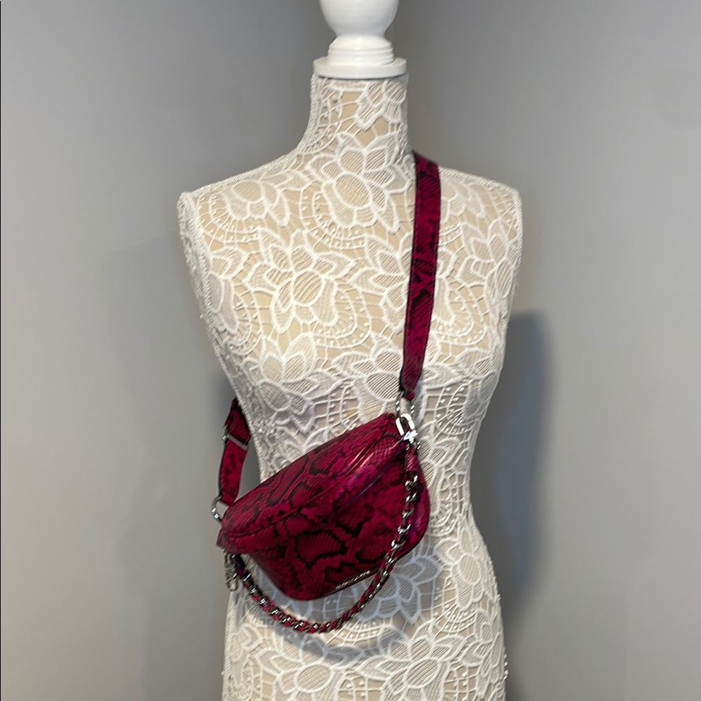 MICHAEL Michael Kors Burgundy Snake Print Crossbody Bag